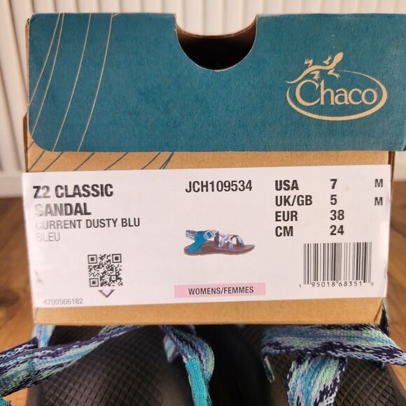 Chaco Z/2 Classic Current Dusty Blu Women's Size 7 Blue Hiking Strappy Sandals - Picture 12 of 12